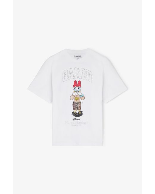 Ganni White Daisy Duck Printed T-Shirt