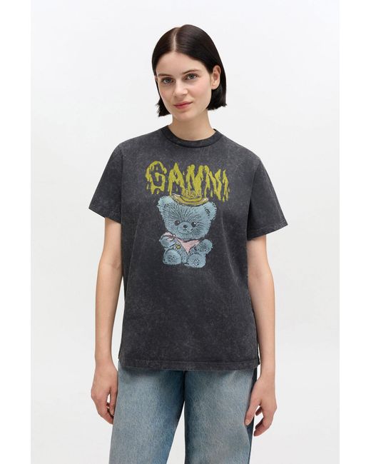 Ganni Black Vintage Wash T-Shirt