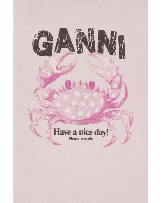 Ganni Pink T-Shirt With Crab