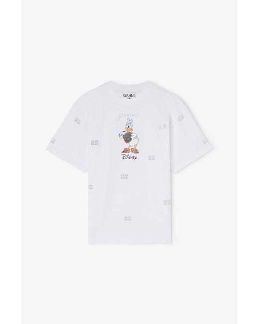Ganni White Daisy Duck Printed T-Shirt