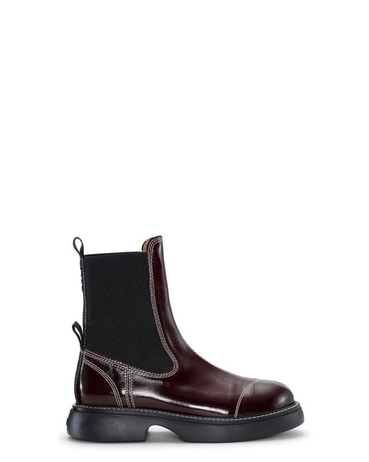 Ganni Brown Burgundy Everyday Mid Chelsea Boots
