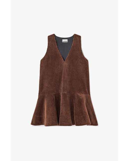 Ganni Brown Corduroy Mini Dress