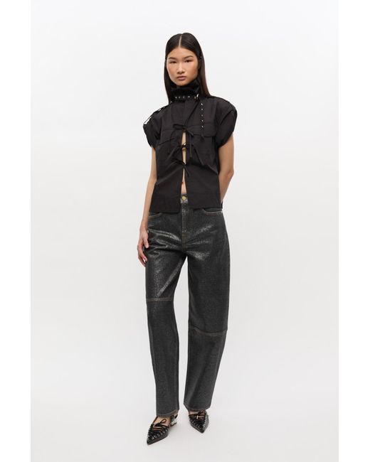 Ganni Black Shimmery Foil Stary Jeans