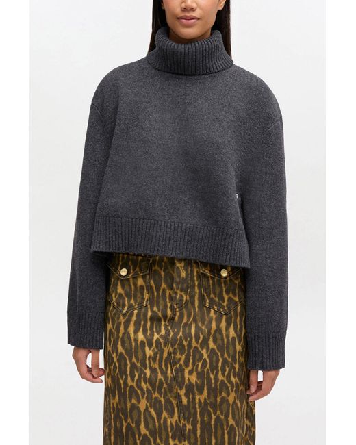Ganni Blue Wool Turtleneck Jumper