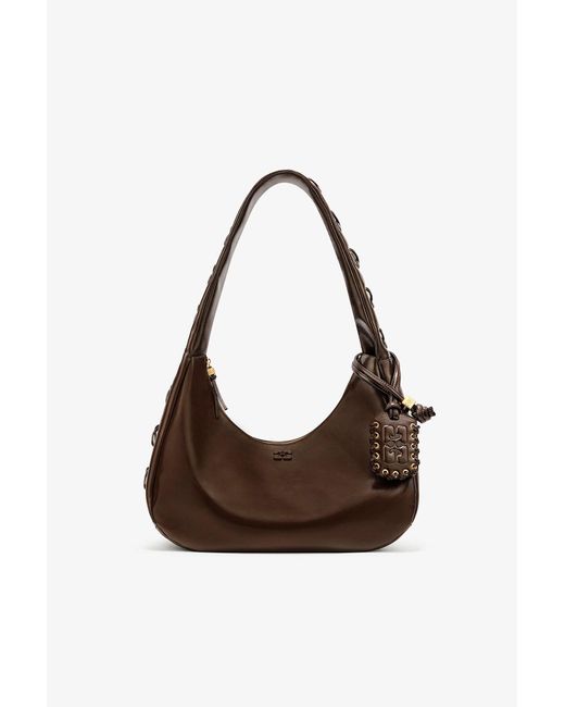 Ganni Green Medium Laces Hobo Bag