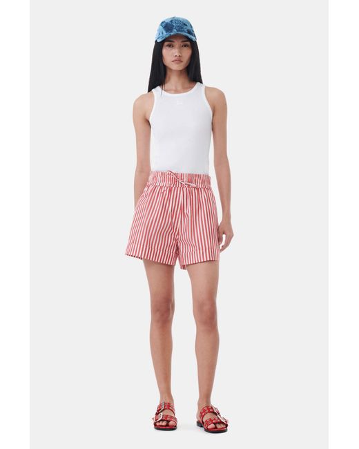 Ganni Red Elasticated Shorts