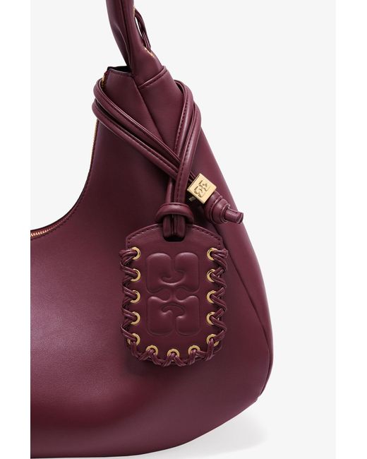 Ganni Purple Medium Laces Hobo Bag