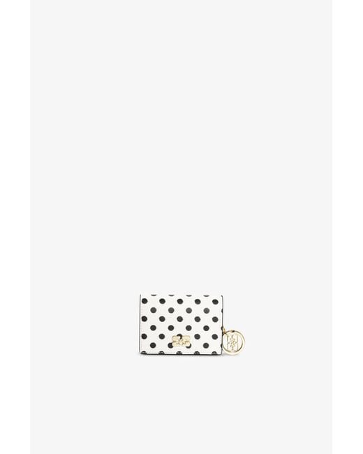 Ganni White Bou Card Holder With Flap And Dots