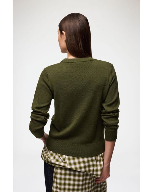Ganni Green Jumper With Crochet Flower