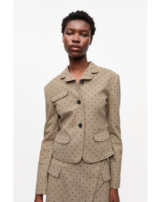Ganni Natural Flock Check Suiting Blazer