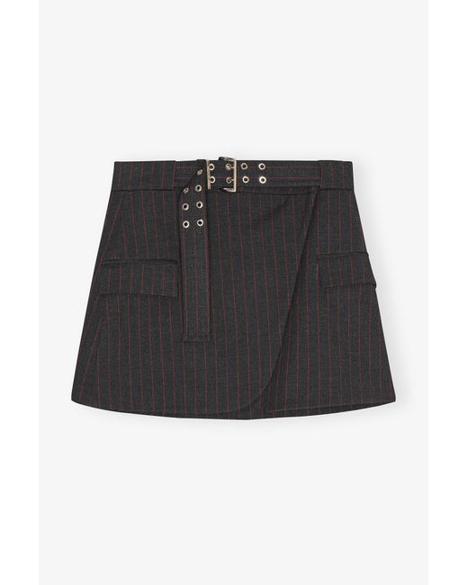 スカート GANNI pinstriped mini skirt Phantom Black Pinstripe Mini Skirt | GANNI US