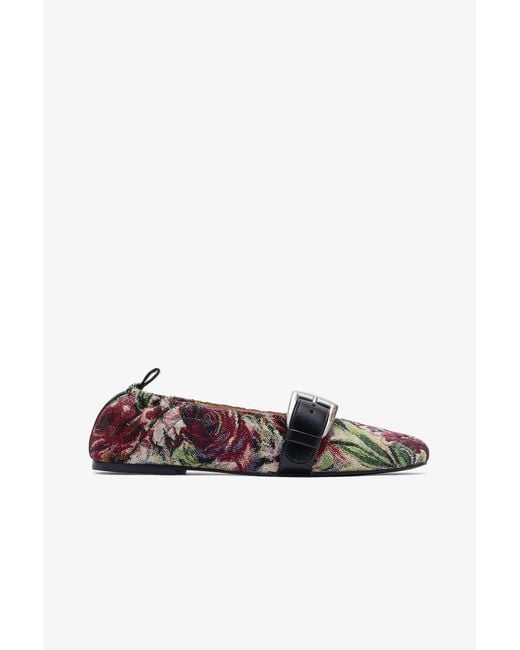 Ganni White Buckle Strap Ballerinas