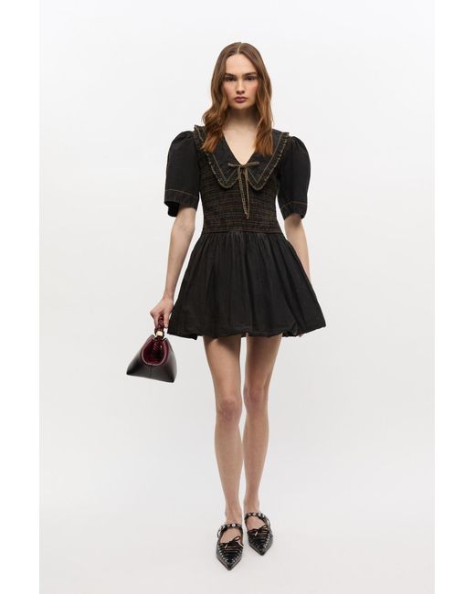 Ganni Black Washed Smock Dress