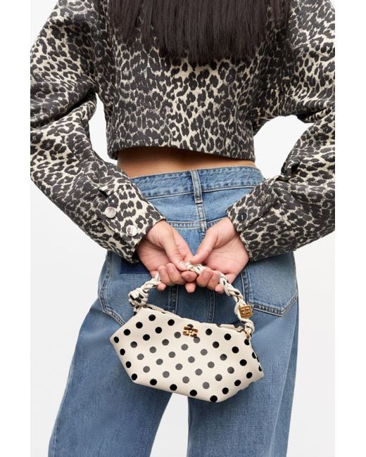 Ganni Gray Polka-Dot Mini Bou Bag