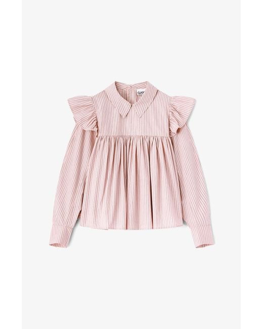 Ganni Pink Frill Blouse