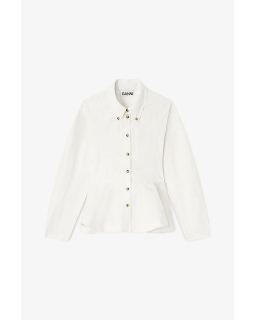 Ganni White Ivory Peplum Shirt