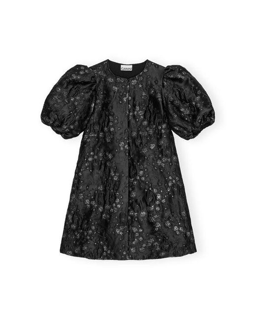 Ganni Black /silver 3d Jacquard A-line Mini Dress