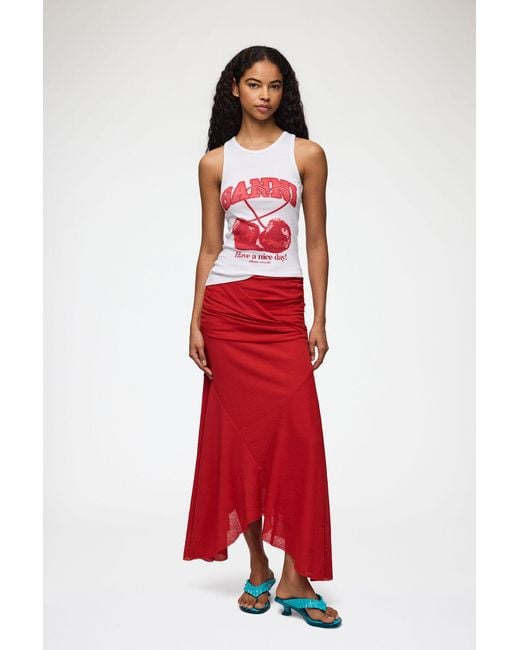 Ganni Red Long Skirt