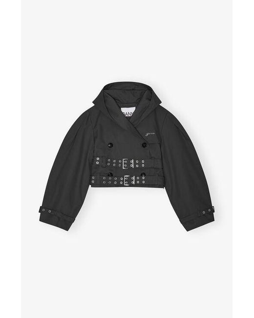 Veste Courte En Coton Contrecollé Noir En Taille Ganni en coloris Black