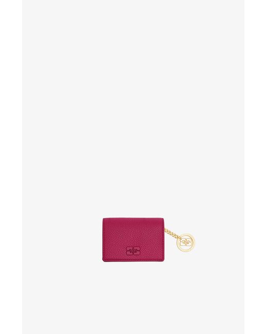Ganni Pink Bou Card Holder With Flap In