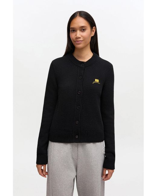 Ganni Black Wool Mix Cardigan