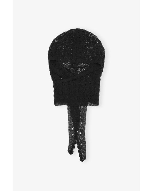 Ganni Black Schwarze Transparente Spitzen-Balaklava