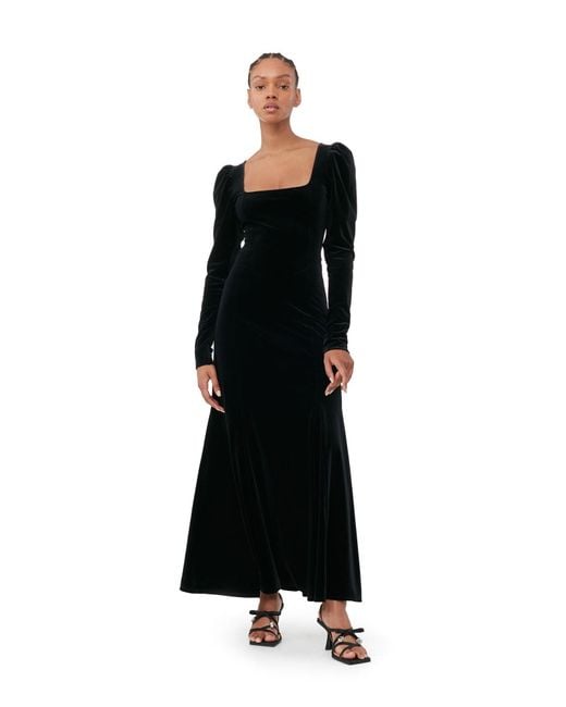 Robe Black Velvet Jersey Maxi Taille 46 Polyestere Recyclé/Spandex Manches longues Ganni