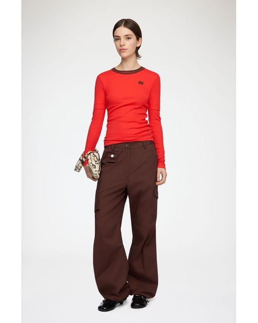 Ganni Red Cargo Trousers