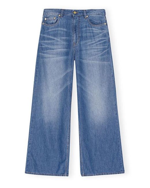 Ganni Blue Denim Wide Jeans