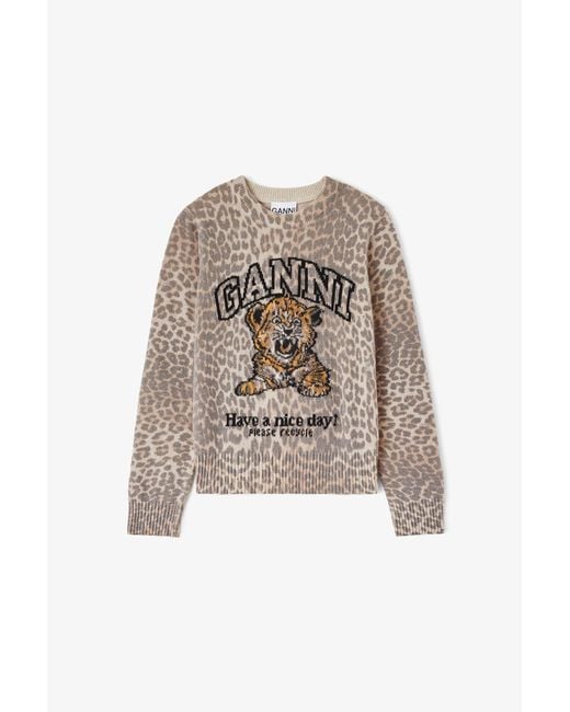 Ganni White Jumper With Tiger