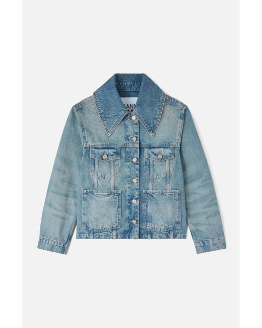 Ganni Blue Rigid Denim Jacket