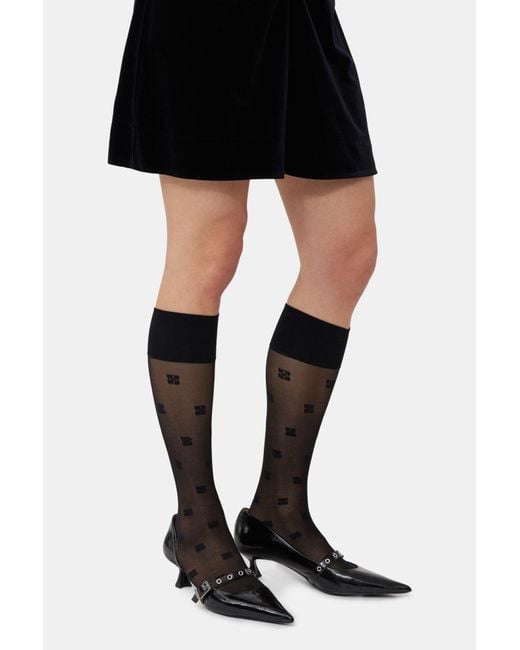 Ganni Black Butterfly Lace Socks