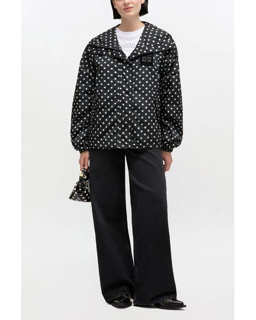 Ganni Black Printed Nylon Jacket