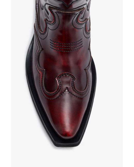 Ganni Purple Mid Shaft Embroidered Western Boots