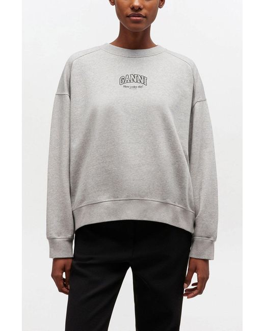 Ganni Gray Essential Crewneck