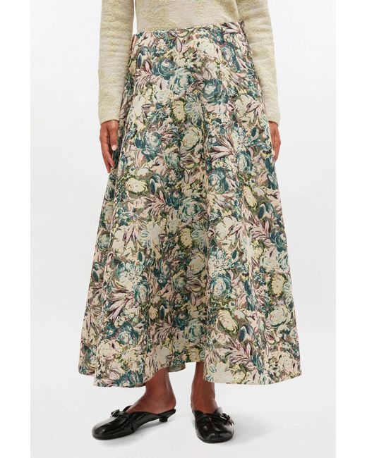 Ganni White Tapestry Long Circle Skirt