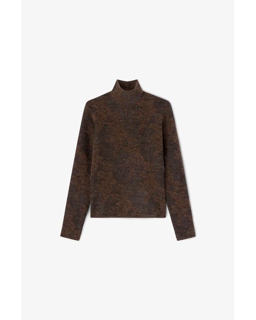 Ganni Brown Sheer Turtleneck