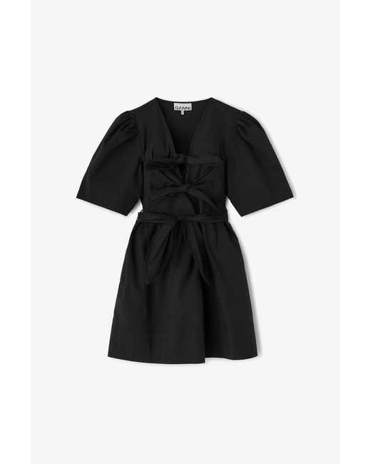 Ganni Black Cotton Mini Dress