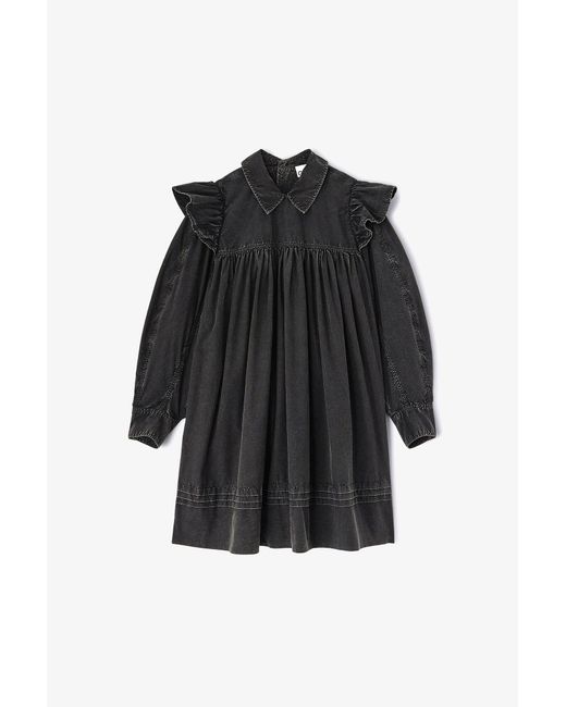 Ganni Black Washed Mini Shirt Dress