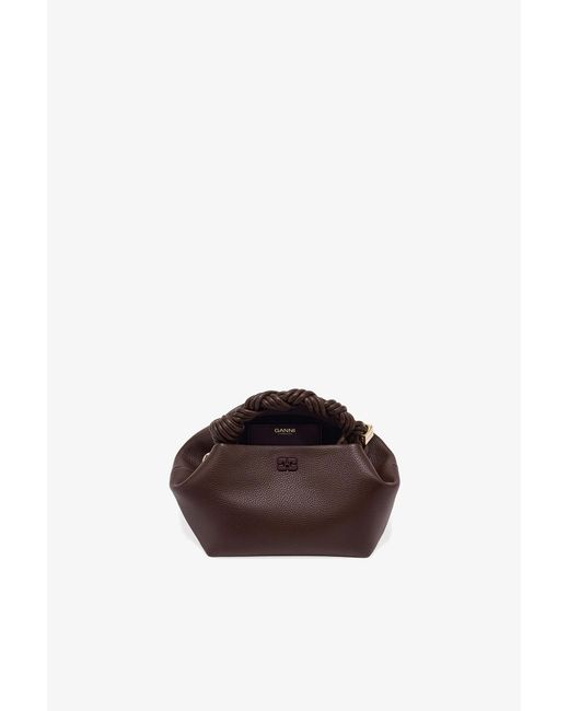 Ganni Brown Grained Small Bou Bag
