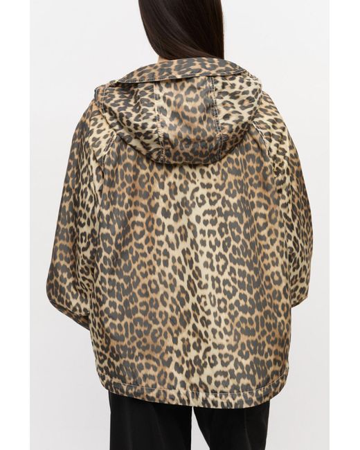 Ganni Natural Leopard Print Nylon Jacket