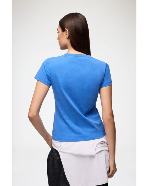 Ganni Blue Baby Fit T-Shirt With Mushroom Teddy
