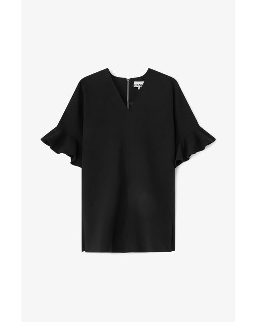 Ganni Black Mini Ruffle Dress