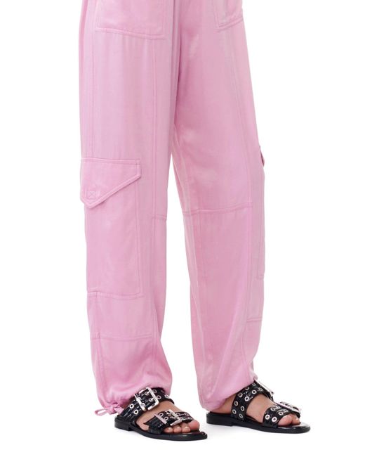 Sandales Black Feminine Buckle Two-Strap Taille 39 Coton/Polyurethane Ganni en coloris Pink