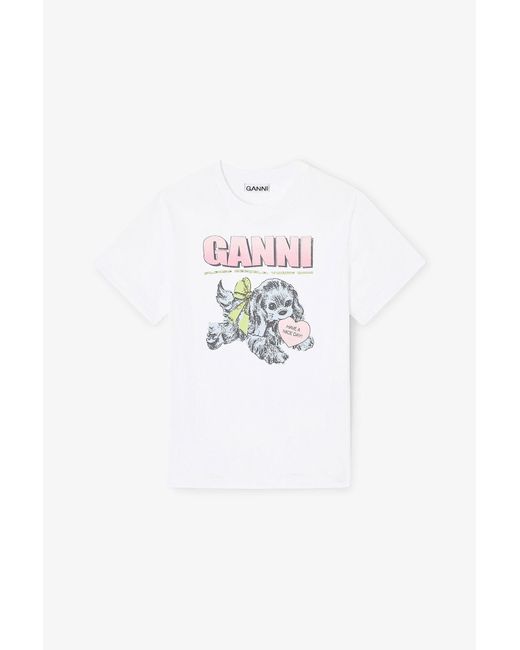 Ganni White Puppy T-Shirt