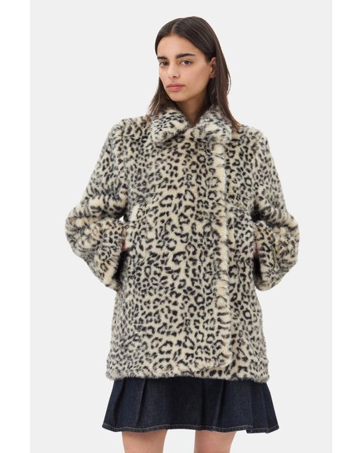 Ganni Multicolor Leopard Faux Fur Jacket