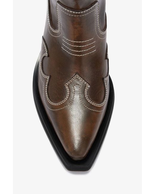 Ganni Brown Low Shaft Embroidered Western Boots