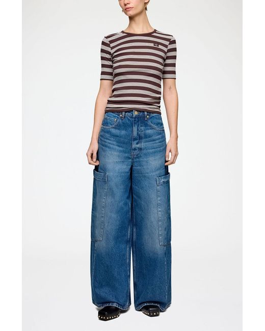 Ganni Blue Baggy Cargo Jeans