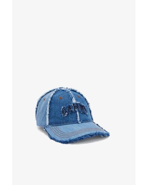 Ganni Blue Kappe Aus Patchwork-Denim