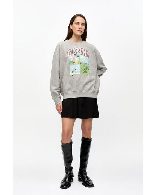 Ganni Gray Isoli Oversized Sweatshirt